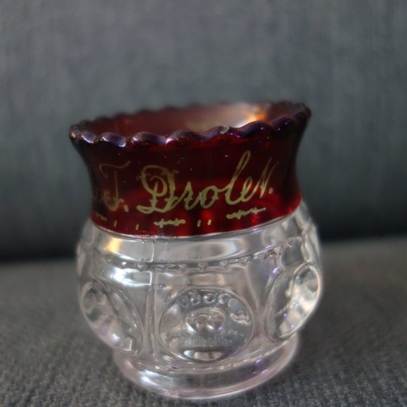 World's Fair 1893 Rub Red Flash Glass Toothpick Holder L.J. Drolen - Picture 4 of 11